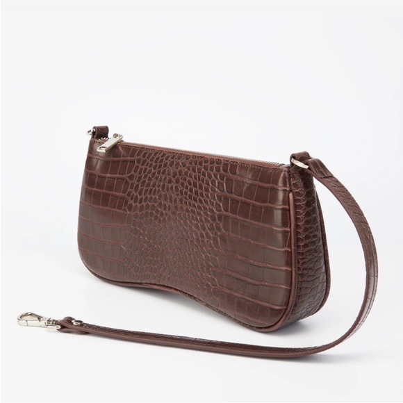 JW PEl Women's Shoulder Handbag in faux leather Brown Croc - Picture 2 of 10